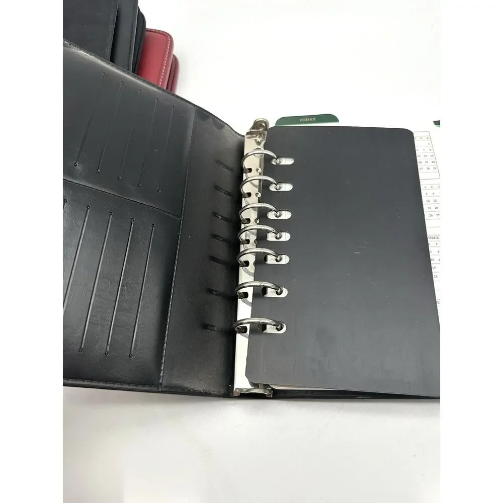 Vintage Lot Of 3 Franklin Covey Daytimer Ring Binder Organizer Black Red